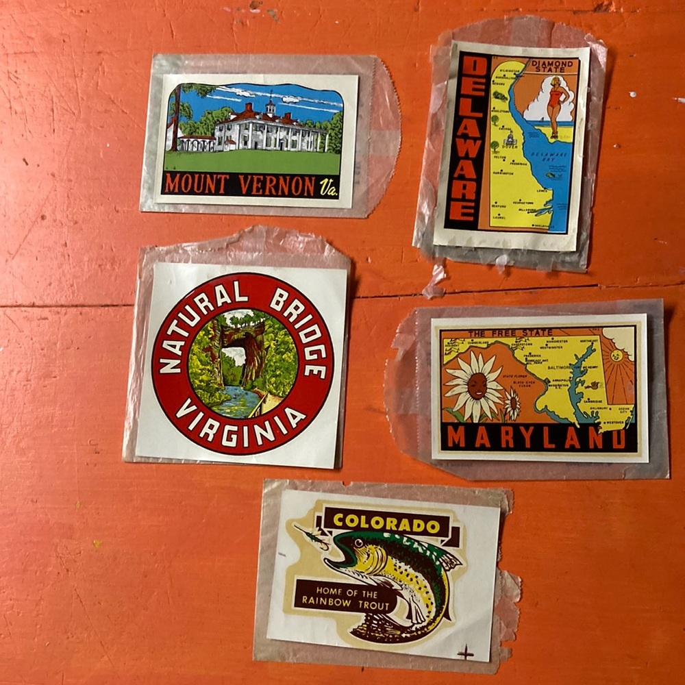 Vintage State Water Decals, Five (5)